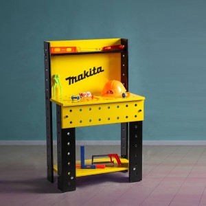 میز ابزار کودک پایه دار همراه با ابزار کار چوبی کودک