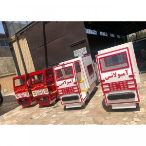 ماشین آمبولانس چوبی خانه بازی و مهدکودک
