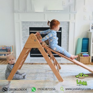 سازه ورزشی چوبی کودک  مدل نردبان مثلثی چوبی