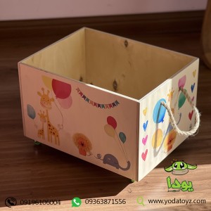 جعبه اسباب بازی چوبی چرخدار اتاق کودک