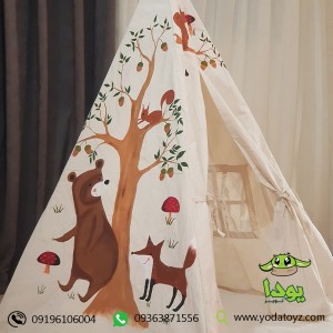 چادر بازی سرخپوستی پنجره دار کودک طرح خرس میشا