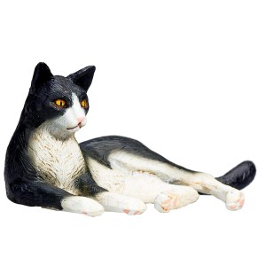 فیگور گربه سیاه و سفید لم داده برند موجو - Cat Lying Black and White figure