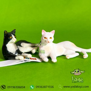 فیگور گربه سیاه و سفید لم داده برند موجو - Cat Lying Black and White figure