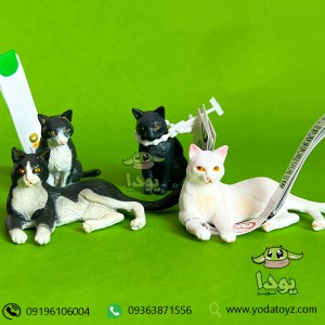 فیگور گربه سیاه و سفید لم داده برند موجو - Cat Lying Black and White figure