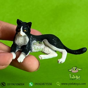 فیگور گربه سیاه و سفید لم داده برند موجو 387367 - Cat Lying Black and White figure