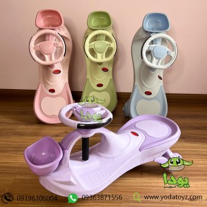 سه چرخه کودک پلاسماکار طرح جدید چرخ ژله ای و چراغدار سبد دار  plasmacar بنفش پاستلی