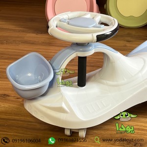 سه چرخه کودک پلاسماکار طرح جدید چرخ ژله ای و چراغدار سبد دار  plasmacar رنگ آبی پاستلی