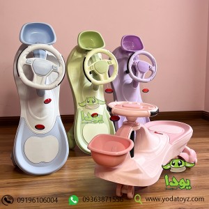 سه چرخه کودک پلاسماکار چرخ ژله ای و چراغدار سبد دار plasmacar صورتی پاستلی