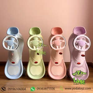 سه چرخه کودک پلاسماکار طرح جدید چرخ ژله ای و چراغدار سبد دار  plasmacar صورتی پاستلی