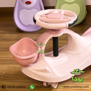 سه چرخه کودک پلاسماکار طرح جدید چرخ ژله ای و چراغدار سبد دار  plasmacar صورتی پاستلی