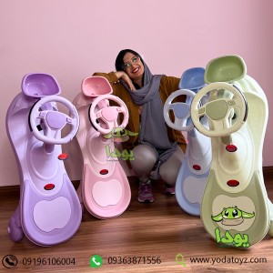 خرید سه چرخه کودک پلاسماکار طرح جدید چرخ ژله ای و چراغدار سبد دار  plasmacar رنگ سبز