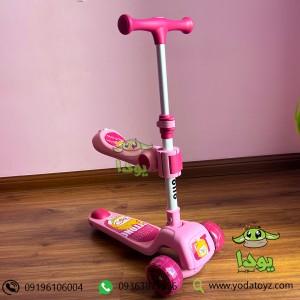اسکوتر کودک نشیمن دار طرحدار برند Apollo رنگ صورتی