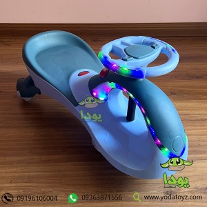 سه چرخه کودک پلاسماکار 2022 موزیکال بدنه نورانی چرخ ژله ای و چراغدار آبی-سرمه ای