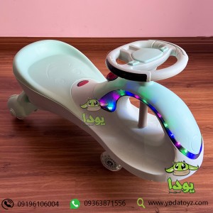 سه چرخه کودک پلاسماکار 2021 بدنه نورانی چرخ ژله ای و چراغدار plasmacar سبز پاستلی