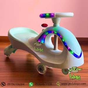 سه چرخه کودک پلاسماکار 2021 بدنه نورانی چرخ ژله ای و چراغدار plasmacar سبز پاستلی