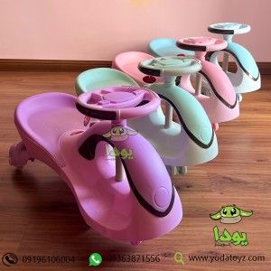 سه چرخه کودک پلاسماکار 2021 بدنه نورانی چرخ ژله ای و چراغدار plasmacar صورتی پاستلی