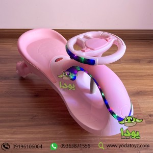 سه چرخه کودک پلاسماکار 2021 بدنه نورانی چرخ ژله ای و چراغدار plasmacar صورتی پاستلی