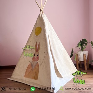 قیمت چادر سرخپوستی کودک طرح خرگوش صورتی با تشک