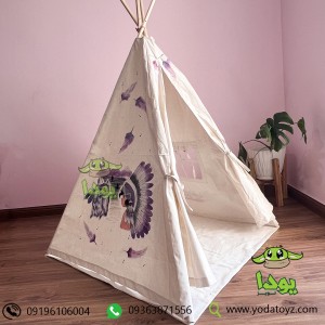 چادر بازی کودک طرح دختر سرخپوست با گربه