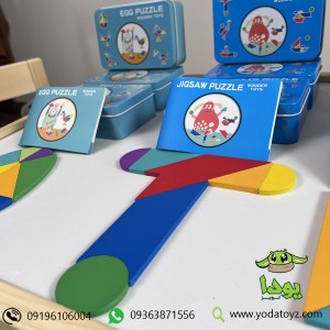 اسباب بازی پازل چوبی با جعبه فلزی JIGSAW PUZZLE