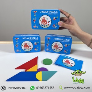اسباب بازی پازل چوبی با جعبه فلزی JIGSAW PUZZLE