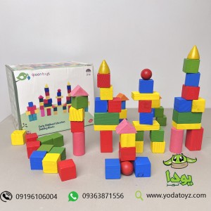 بلوک خانه سازی چوبی کودک 60 تکه