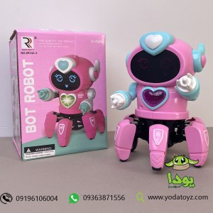 ربات موزیکال دخترانه متحرک مدل هشت پا  رنگ صورتی-BOT TOY PIONEER