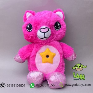چراغ خواب عروسکی خرس مهربان با افکت نوری رنگ صورتی
