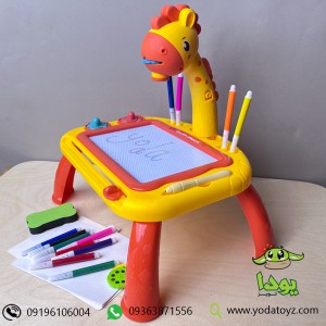 تخته نقاشی گرافیتی پروژکتور دار مدل زرافه  رنگ زرد