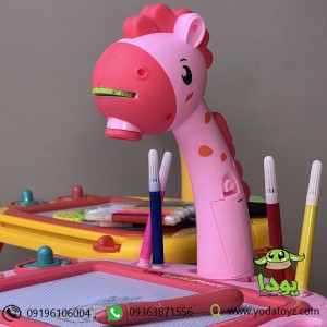 تخته نقاشی گرافیتی پروژکتور دار مدل زرافه رنگ صورتی