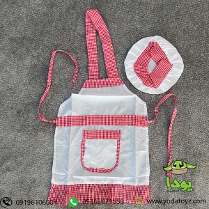 پیشبند آشپزی کودک با کلاه رنگ صورتی