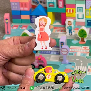 بلوک خانه سازی چوبی سطلی 108 قطعه با فرش بازی jltoys139