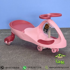 سه چرخه کودک طرح پلاسماکار چرخ ژله ای و چراغدارصورتی با نشیمن کالباسی-plasmacar (new)