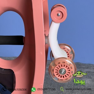 سه چرخه کودک پلاسماکار 2022 موزیکال بدنه نورانی چرخ ژله ای و چراغدار سرمه ایی-گلبهی