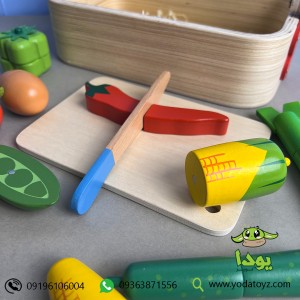 اسباب بازی برش سبزیجات چوبی( آهن ربایی) با جعبه چوبی کد 397 - vegetable cut open