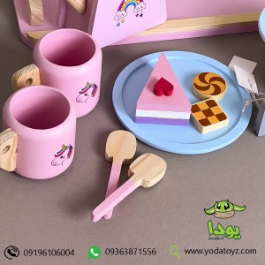 اسباب بازی چوبی ست چایخوری طرح  یونیکورن