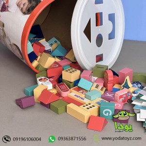 بلوک چوبی بریکس 100 تکه با فرش بازی مدل jitoy169