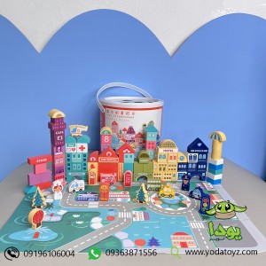 بلوک چوبی بریکس 100 تکه با فرش بازی مدل jitoy169