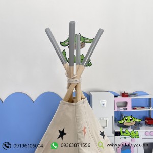 چادر بازی کودک مدل سرخپوستی طرح خرگوش خاکستری با تشک
