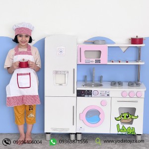 پیشبند آشپزی کودک با کلاه رنگ صورتی