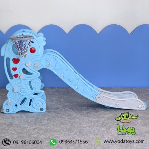 سرسره خانگی کودک مدل دلفین 3 پله آبی