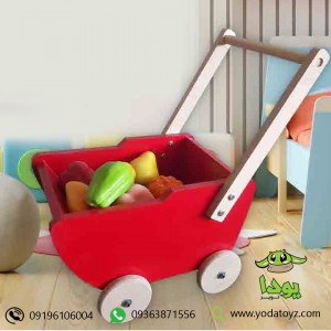 ترولی سبد خرید و واکر چوبی کودک