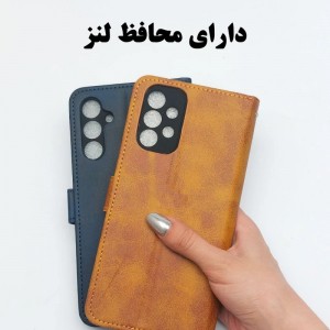 کیف کلاسوری مدل چرمی مناسب برای گوشی موبایل سامسونگ Galaxy A24 به همراه بند آویز