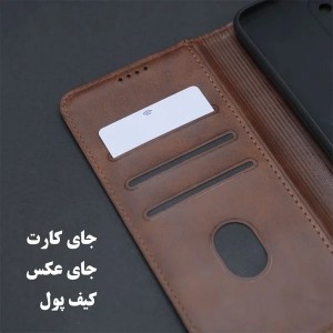 کیف کلاسوری مدل چرمی مناسب برای گوشی موبایل سامسونگ Galaxy S23 FE به همراه بند آویز