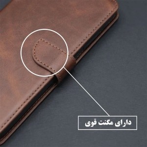 کیف کلاسوری مدل چرمی مناسب برای گوشی موبایل سامسونگ Galaxy S23 FE به همراه بند آویز
