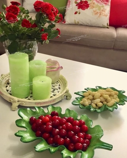 شمع ست استوانه ای مرمریت رنگ سبز