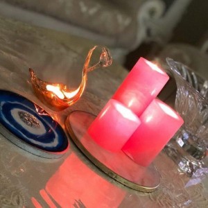 شمع ست استوانه ای مرمریت رنگ صورتی