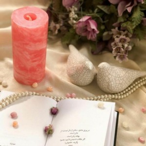 شمع ست استوانه ای مرمریت رنگ قرمز