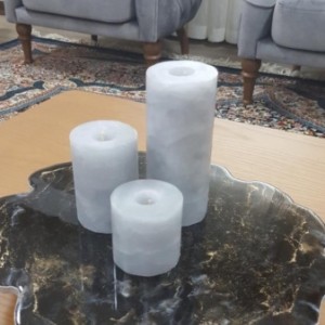 شمع ست استوانه ای مرمریت رنگ مرمر روشن (طوسی)