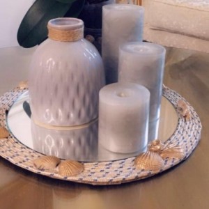 شمع ست استوانه ای مرمریت رنگ مرمر روشن (طوسی)